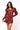 Red Plaid Poinsettia Oversized Collar Poof Sleeve Dress