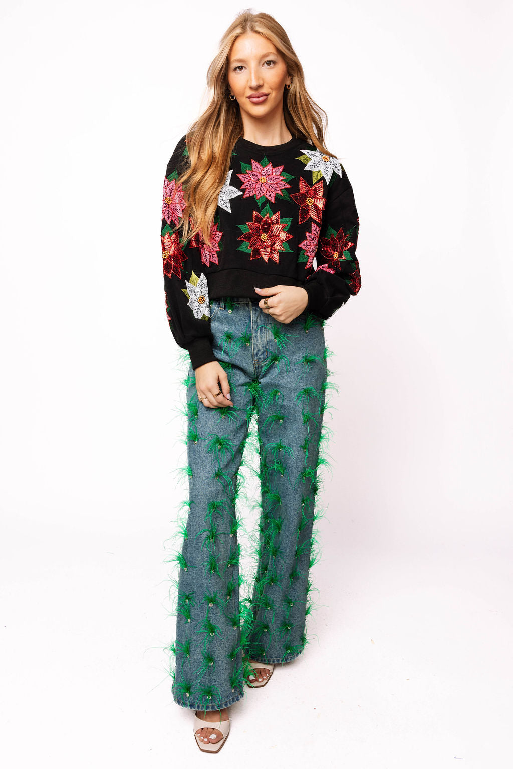 Black Poinsettia Sweatshirt