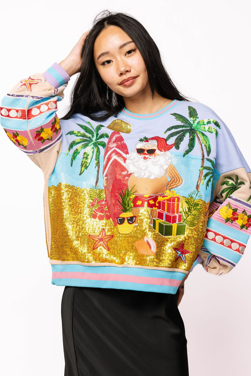 Multi Vintage Vacation Santa Sweatshirt