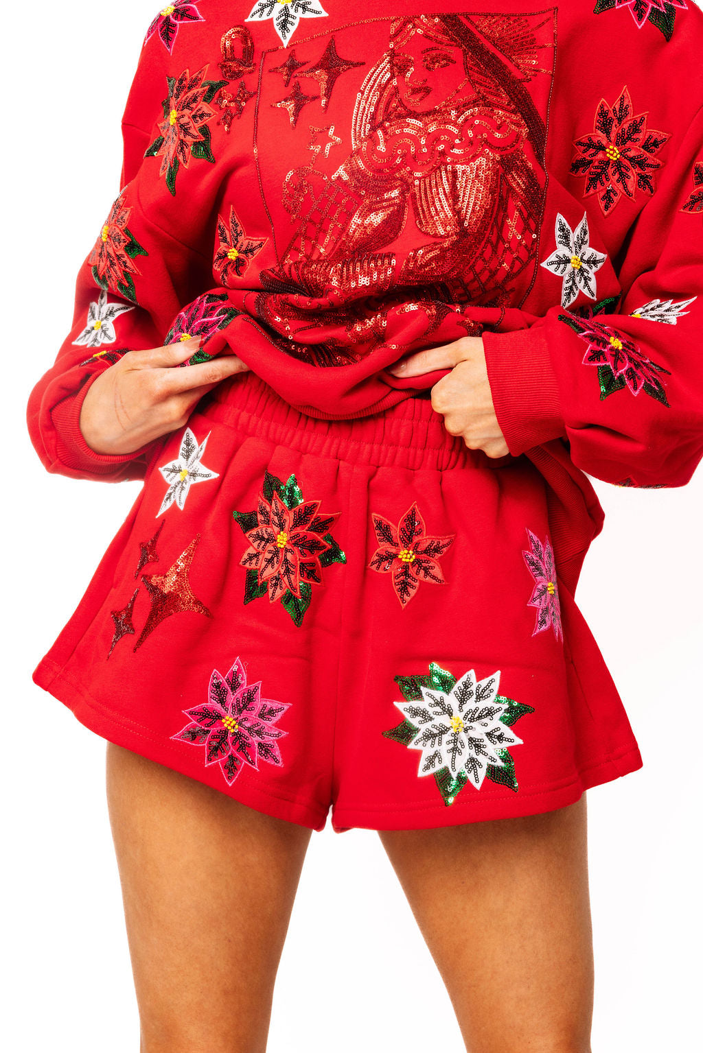 Sample Red Poinsettia QOS Sparkle Logo Short