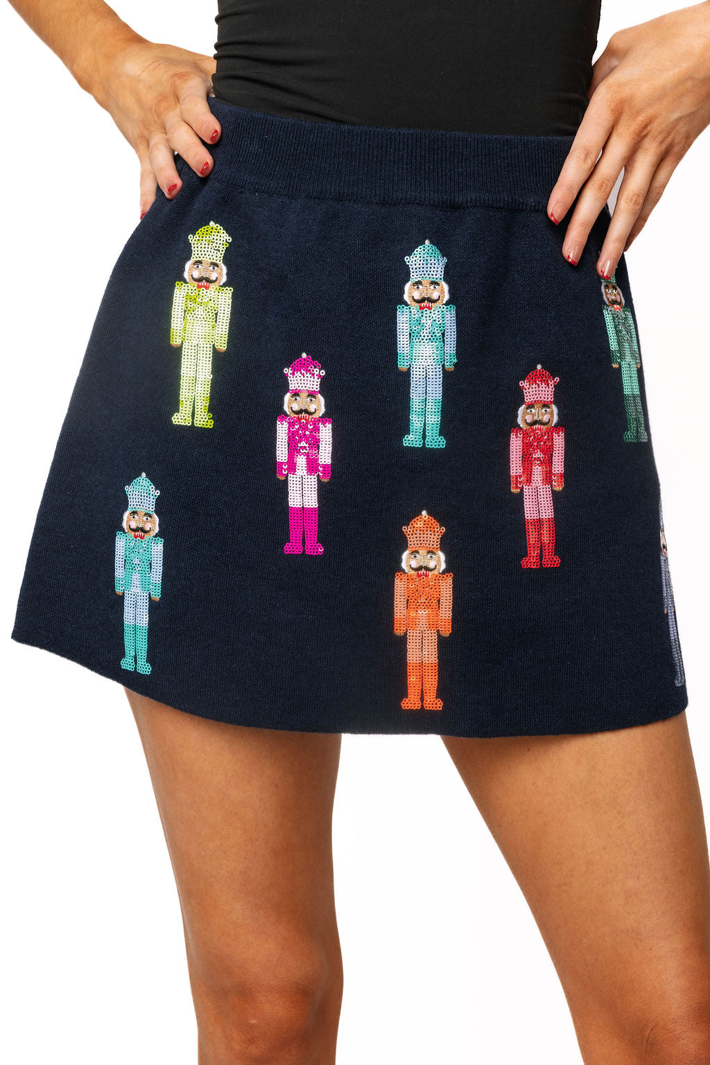 Sample Navy Multi Mini Nutcracker Knit Skirt