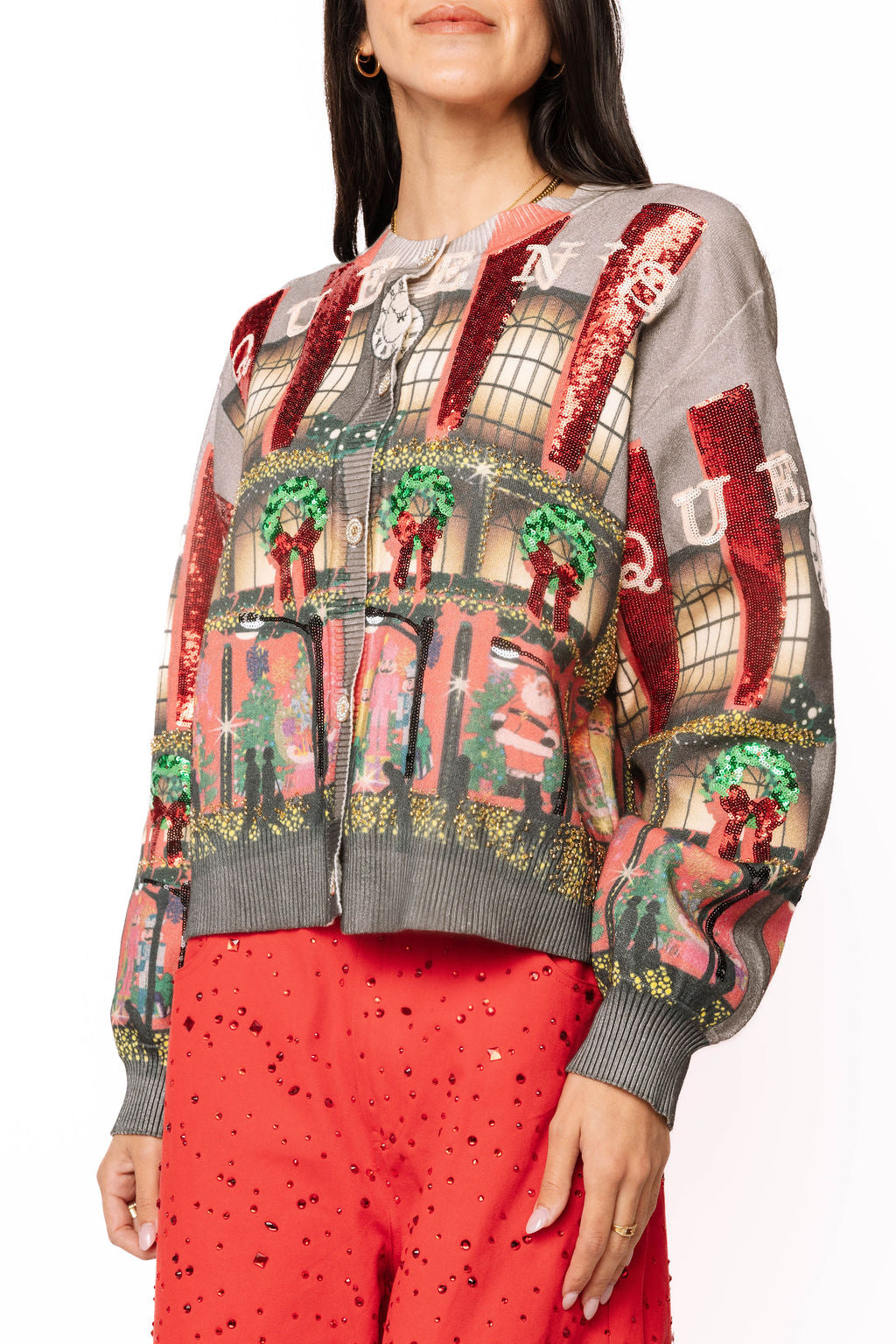 Multi Store at Christmas Time Window Display Cardigan