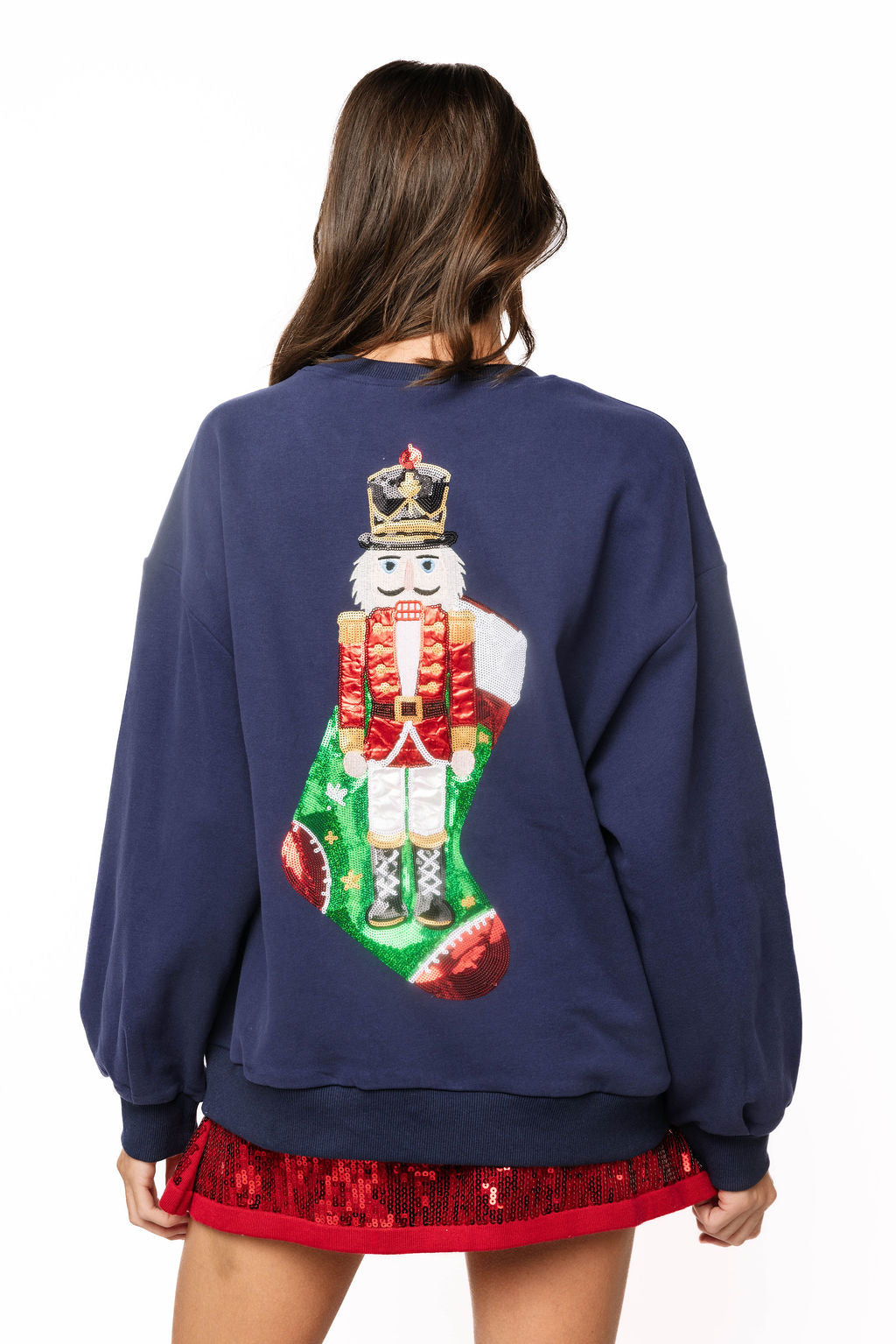 Sample Navy Metallic Nutcracker & Stocking Sweatshirt