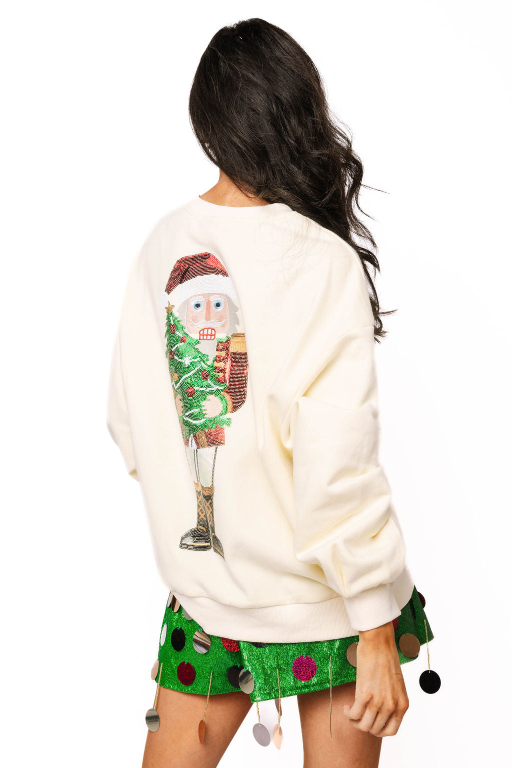 Sample Beige Santa Nutcracker Holding Christmas Tree Sweatshirt