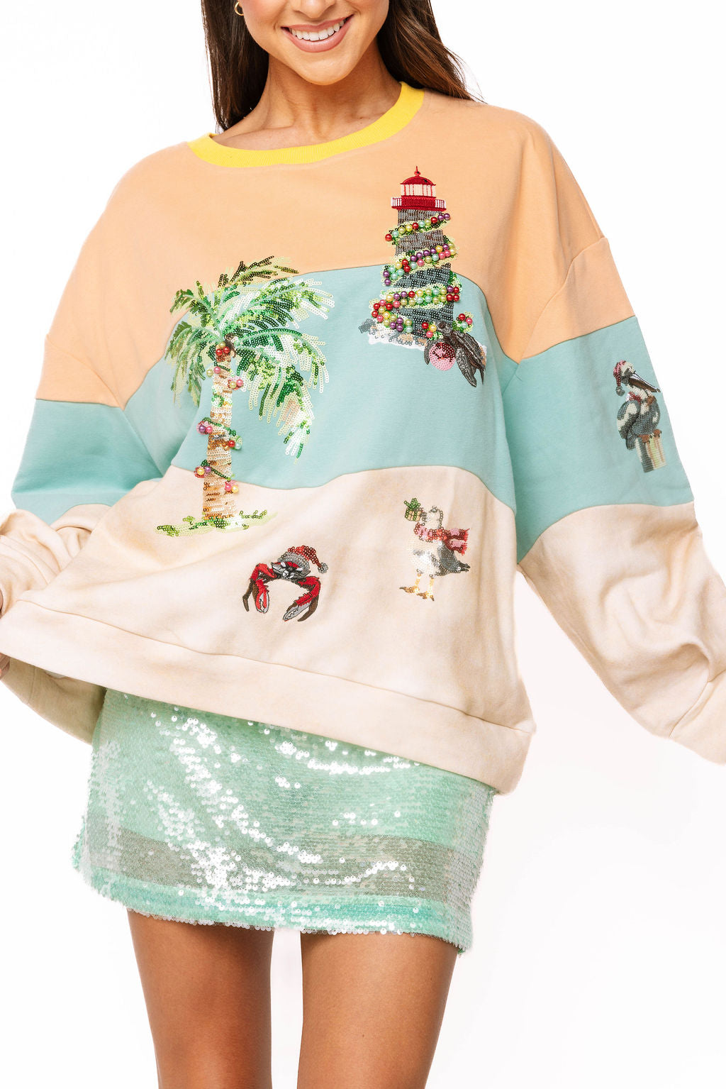 Multi Christmas Beach Scene Sweatshirt