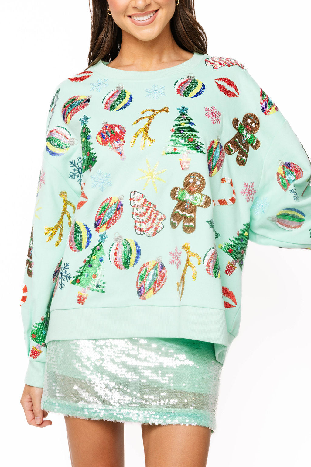 Mint Multi Christmas Icons Sweatshirt