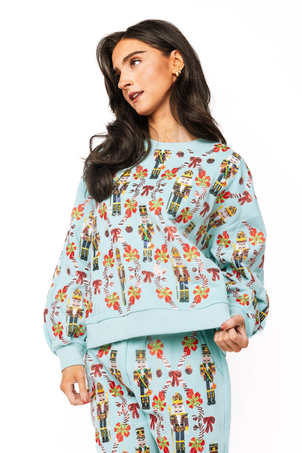 Aqua Nutcracker & Candy Cane Sweatshirt
