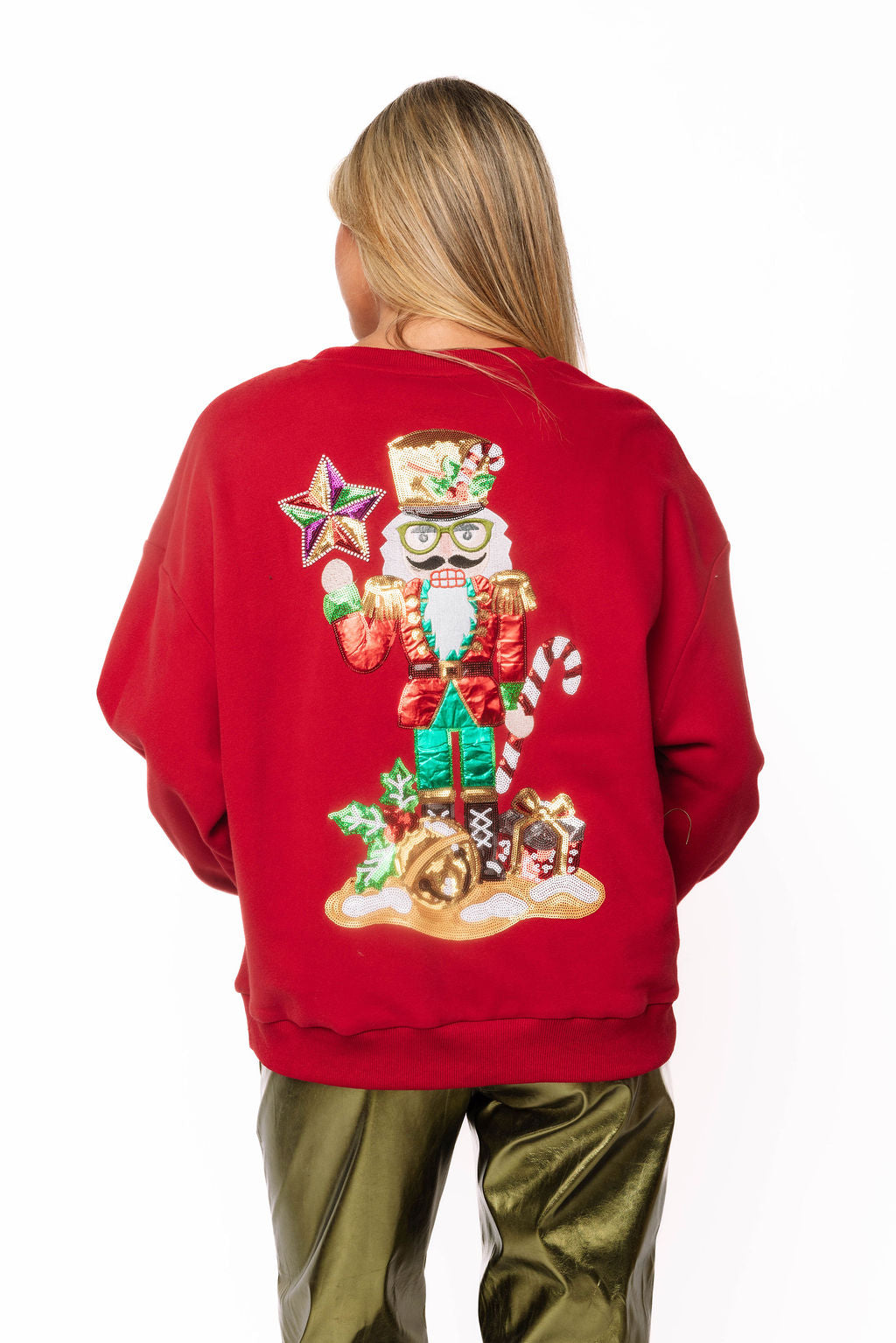Sample Red Nutcracker With Glasses Sweatshirt