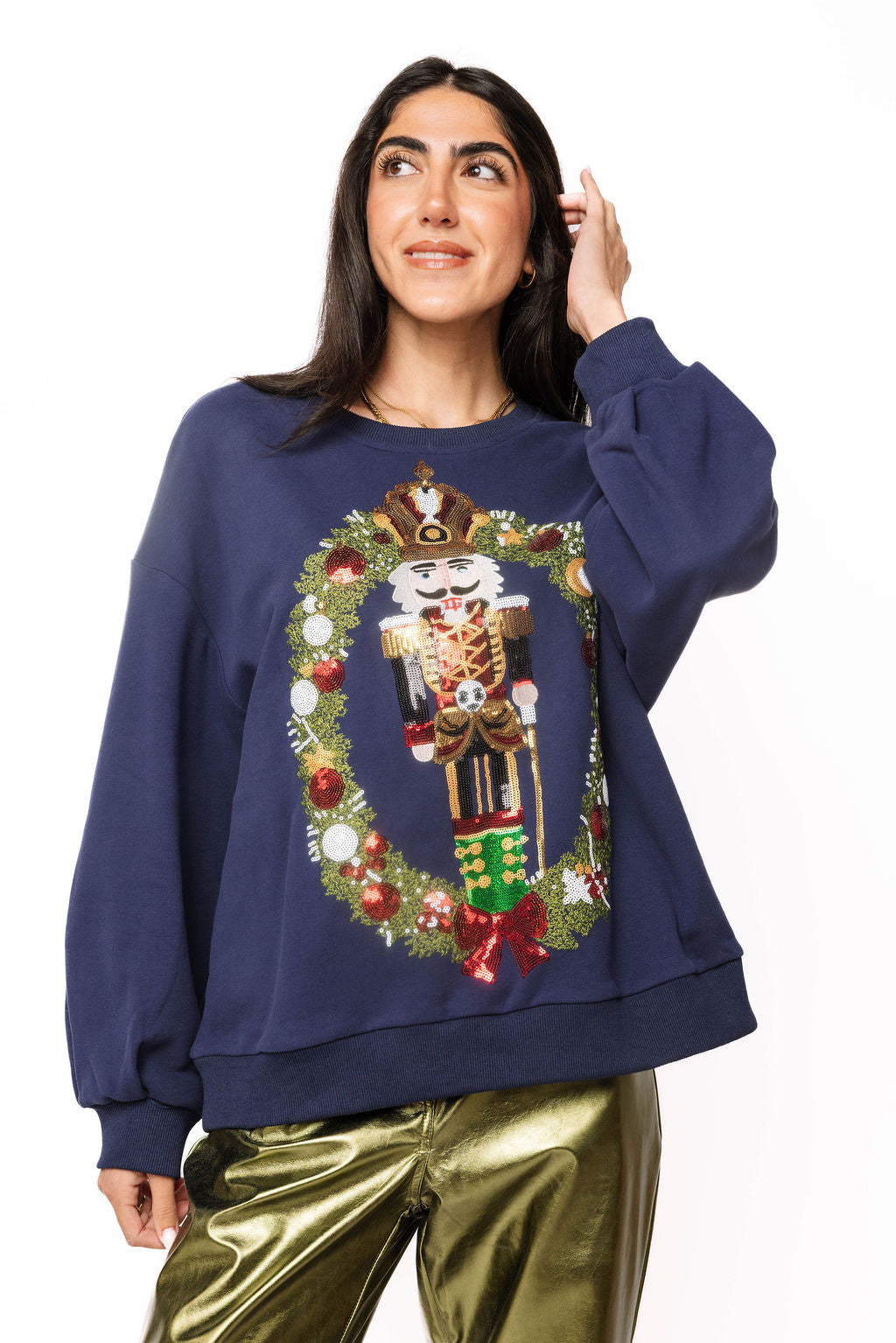 Sample Navy Nutcracker In Wreath Sweatshirt