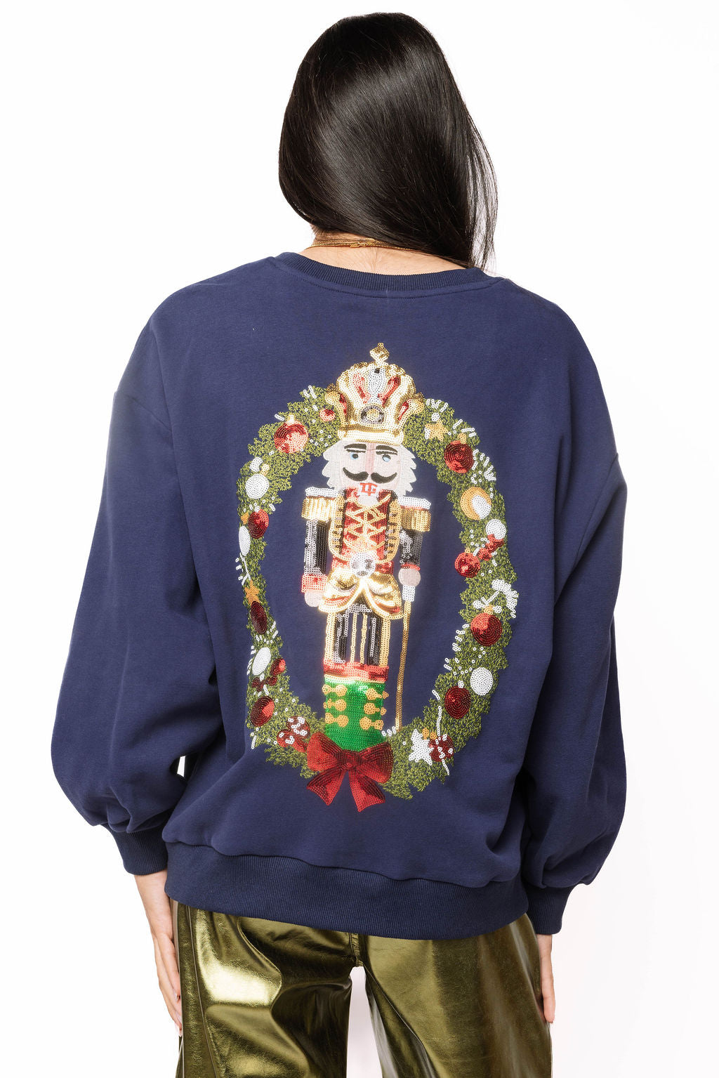 Sample Navy Nutcracker In Wreath Sweatshirt