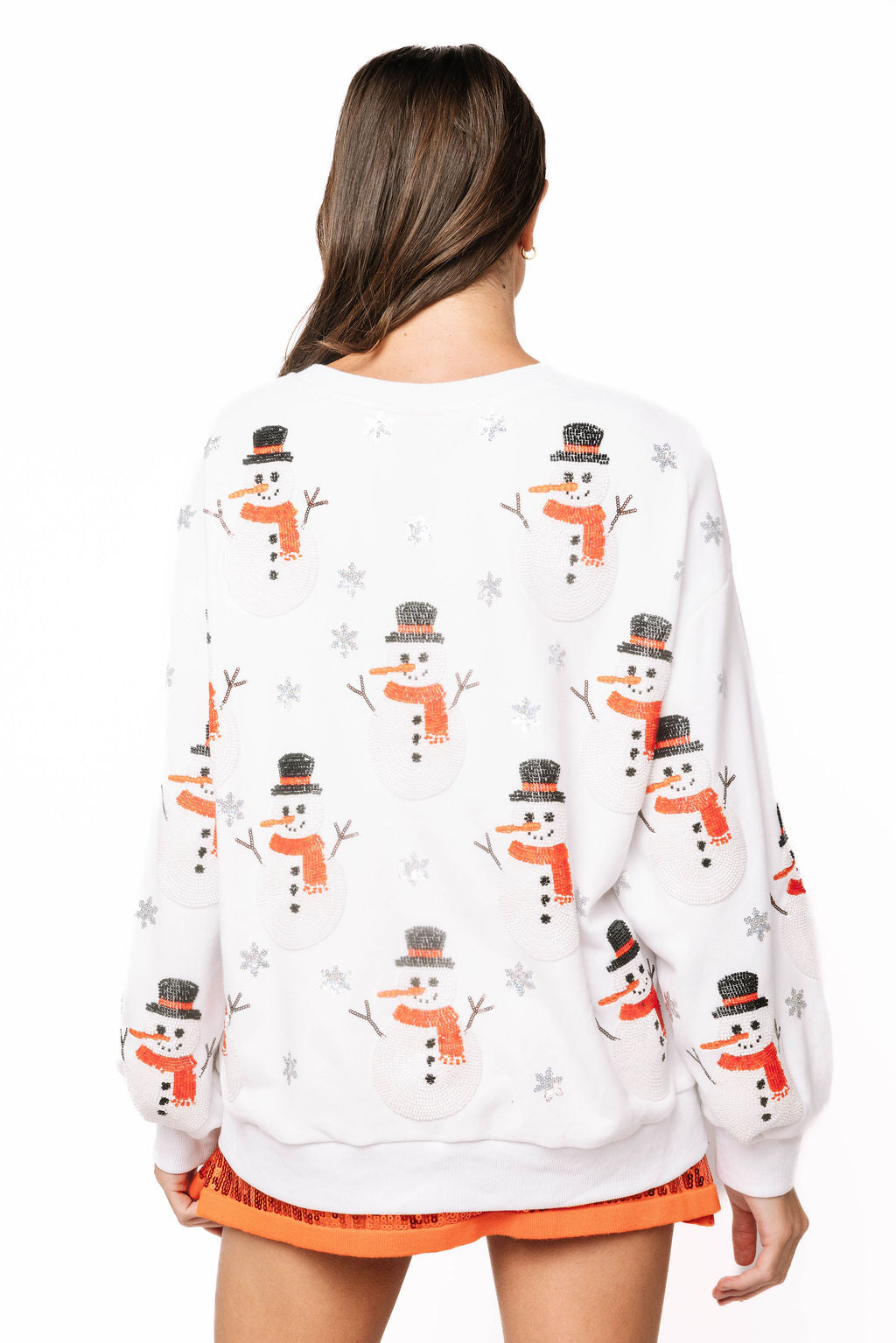 Sample White Scattered Beaded Snowman Sweatshirt