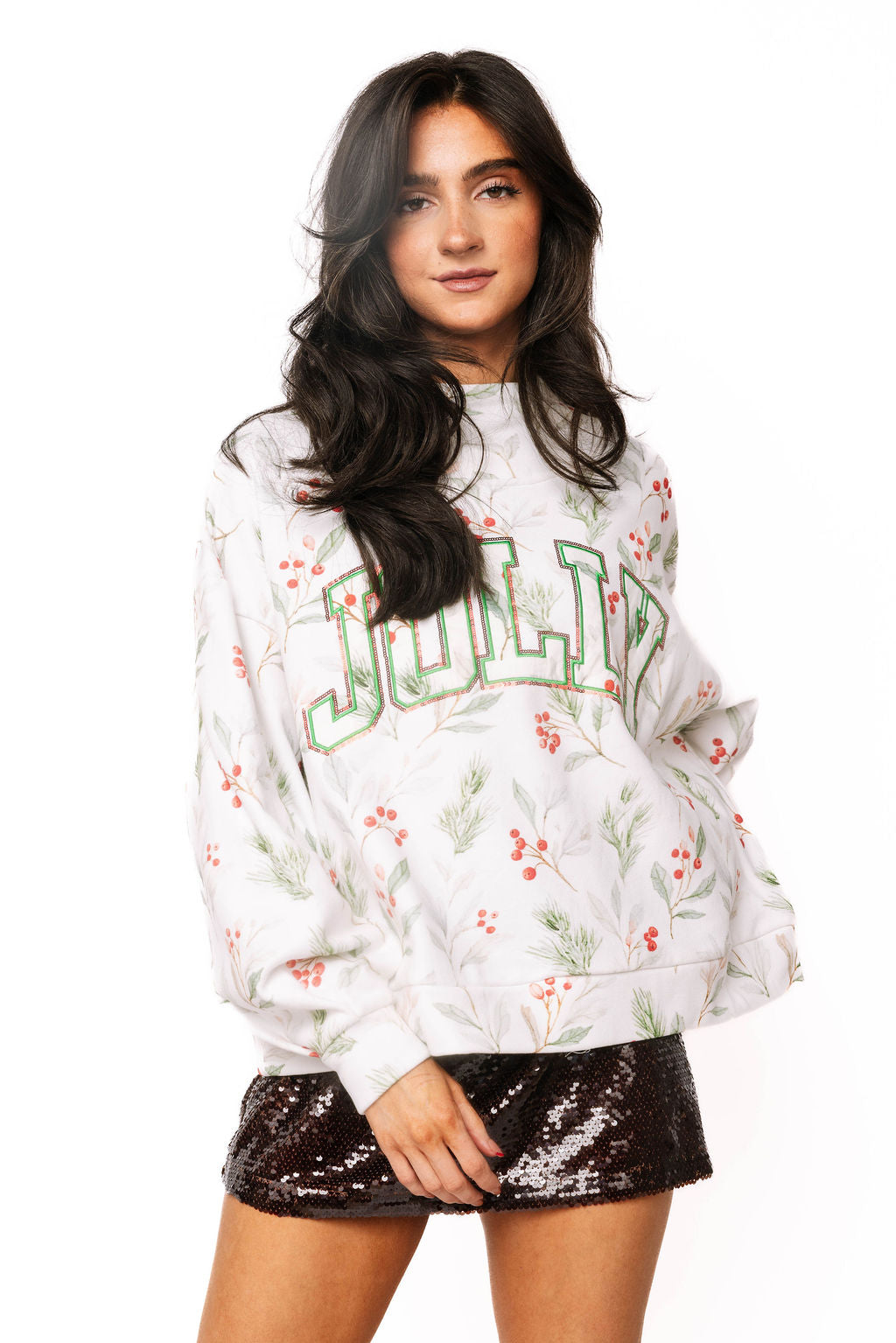 Holly Print 'Jolly' Mockneck Sweatshirt