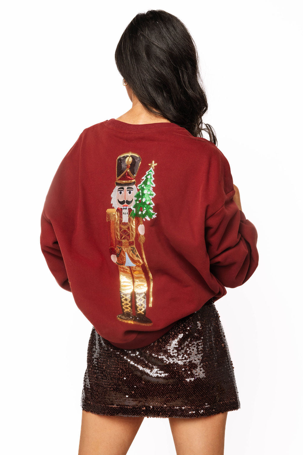Sample Maroon Nutcracker Holding Christmas Tree Staff Sweatshirt