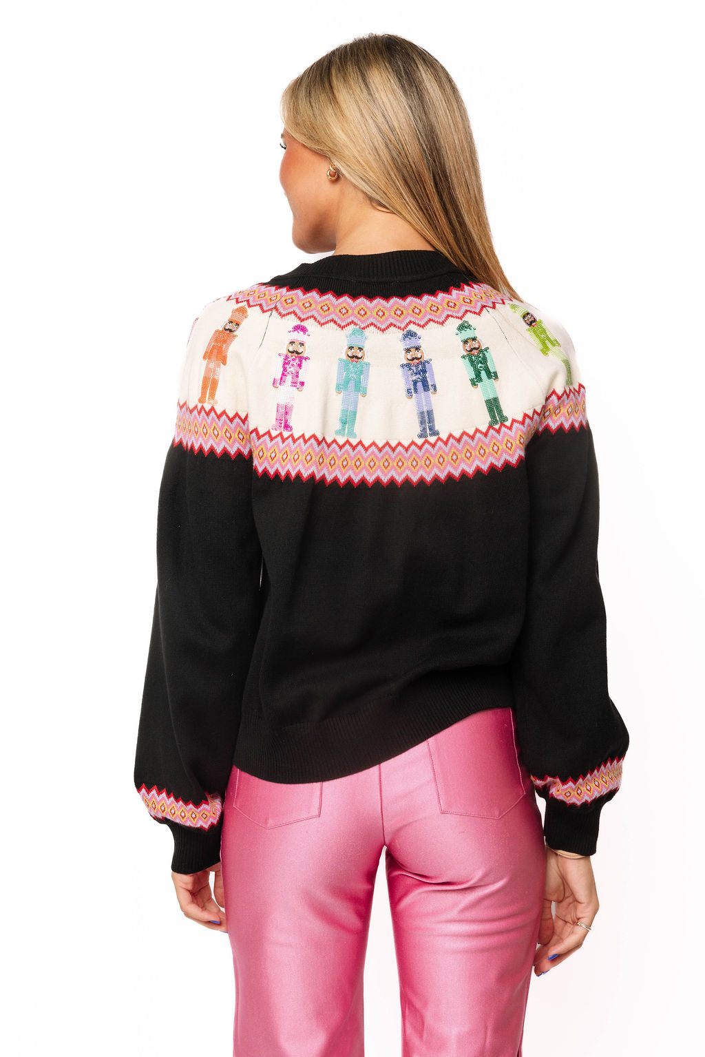 Sample Black Multi Rainbow Nutcracker Knit Cardigan