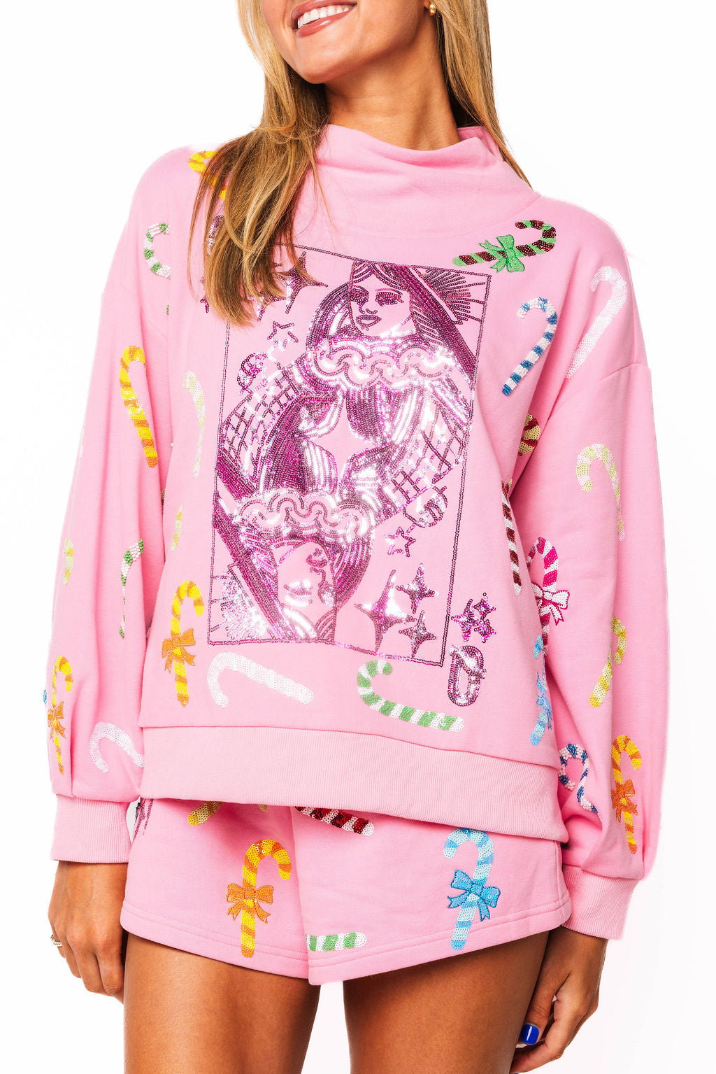 Pink Multi Candy Cane QOS Sparkle Short