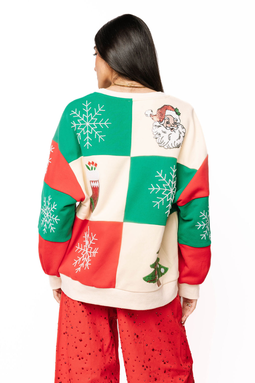 Sample Multi Colorblock Christmas Icons Sweatshirt