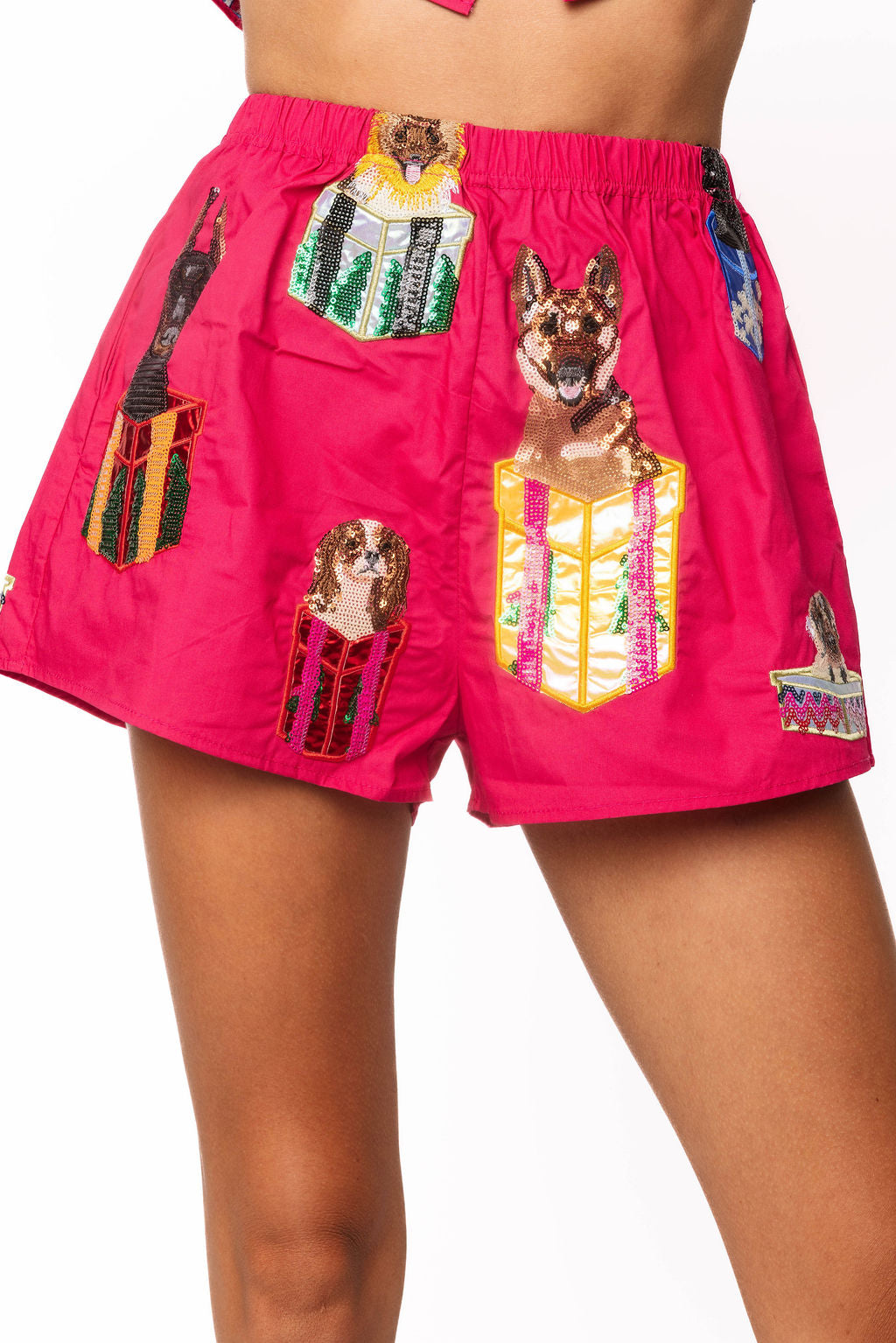 Hot Pink Cotton Dogs in Present Boxes Shorts