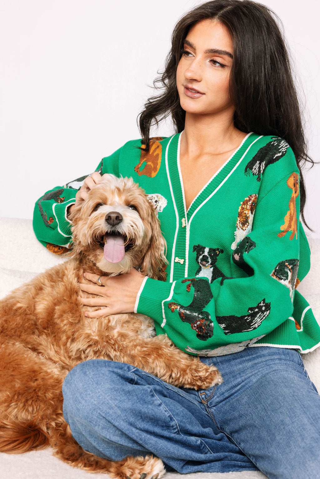Green Dog Button Up Cardigan