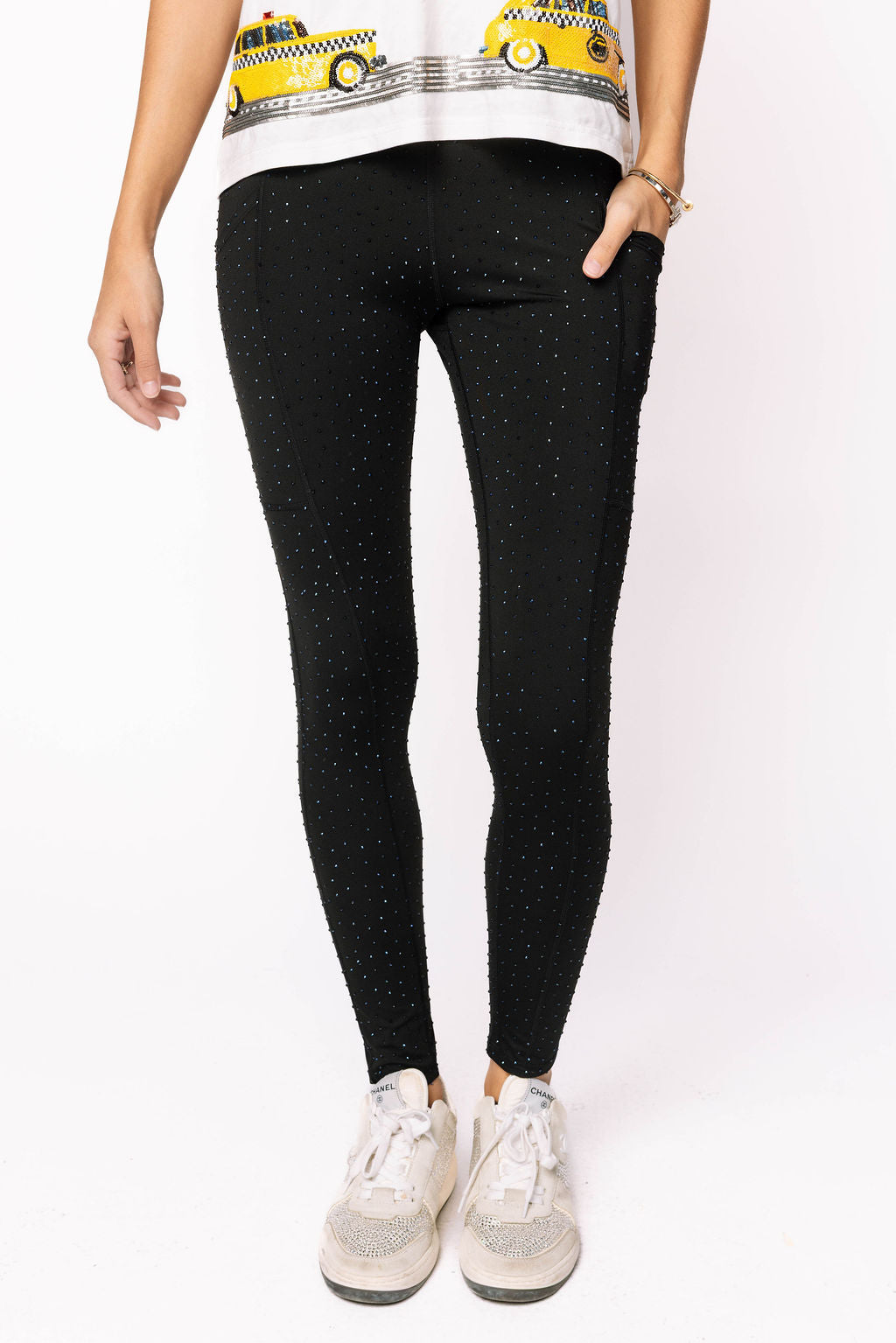 Black Scattered Rhinestone Legging