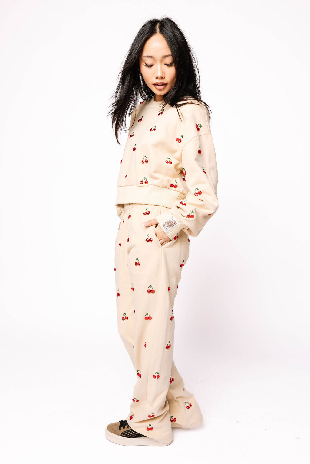Tan Jeweled Cherry Sweatpant
