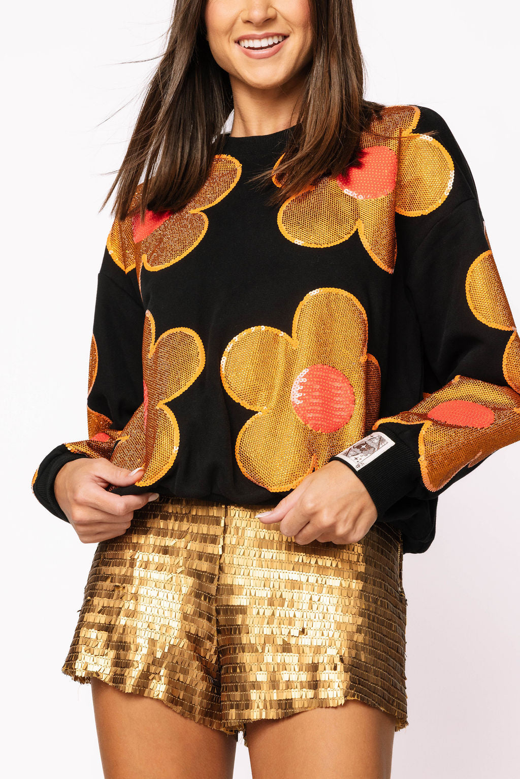 Black, Gold & Red Oversized Flower Sweatshirt