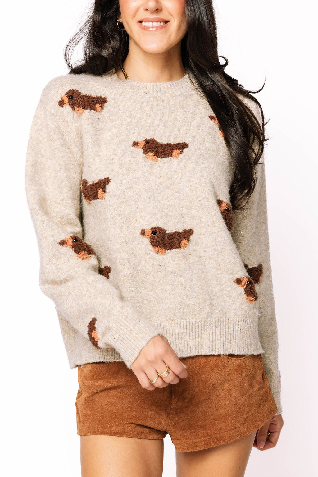 Grey Fuzzy Weenie Dog Sweater