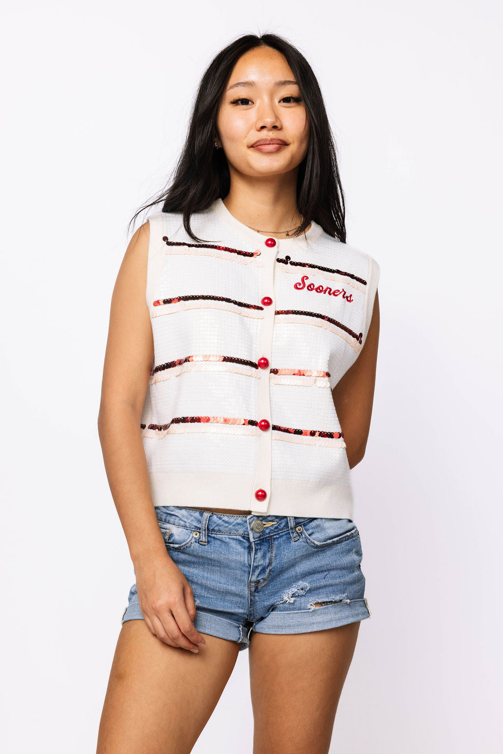 Licensed Sample - Oklahoma Full Sequin Skinny Stripe Vest