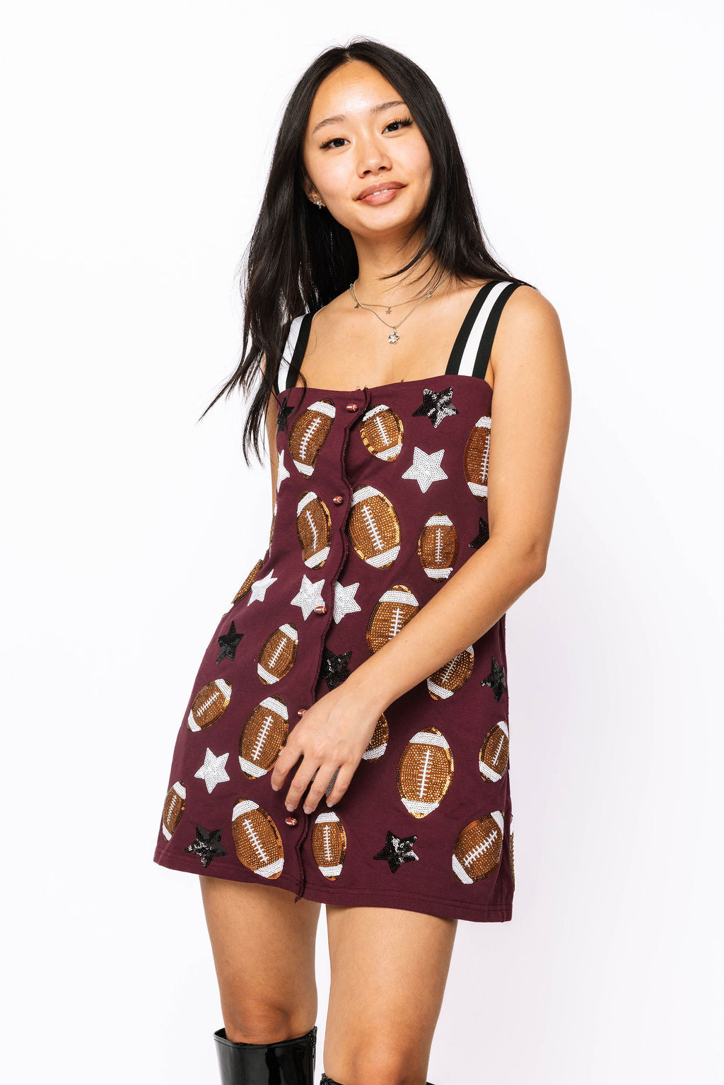 SAMPLE - Maroon Stars & Football Tank Dress