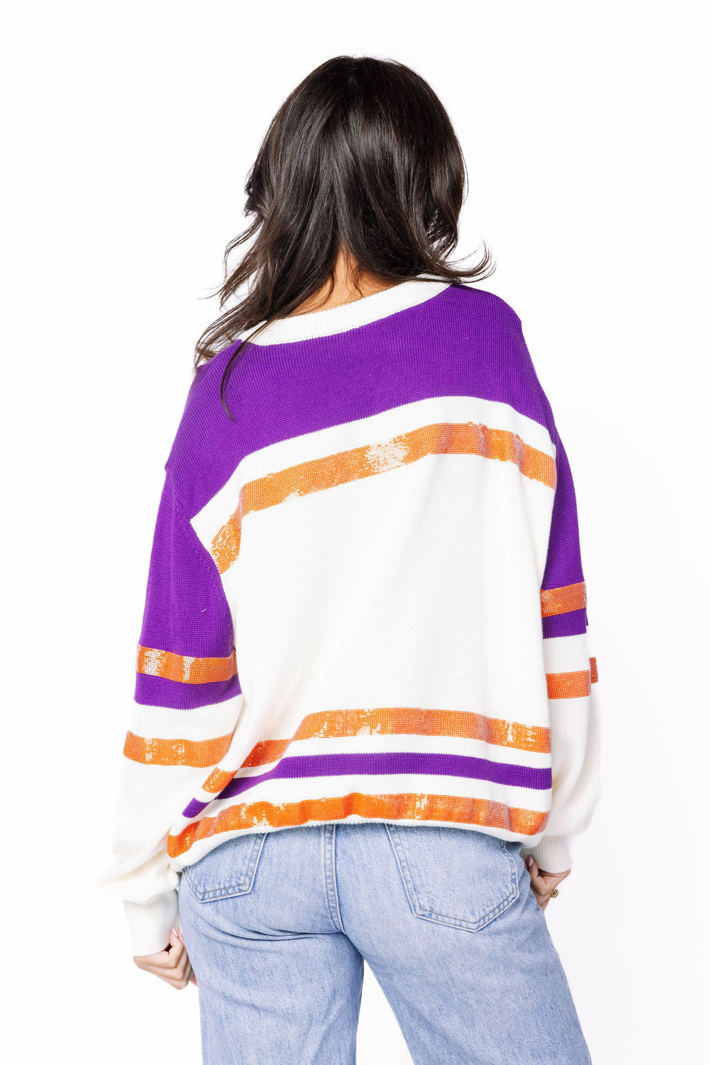 Licensed Sample - Clemson Striped Colorblock Sweater