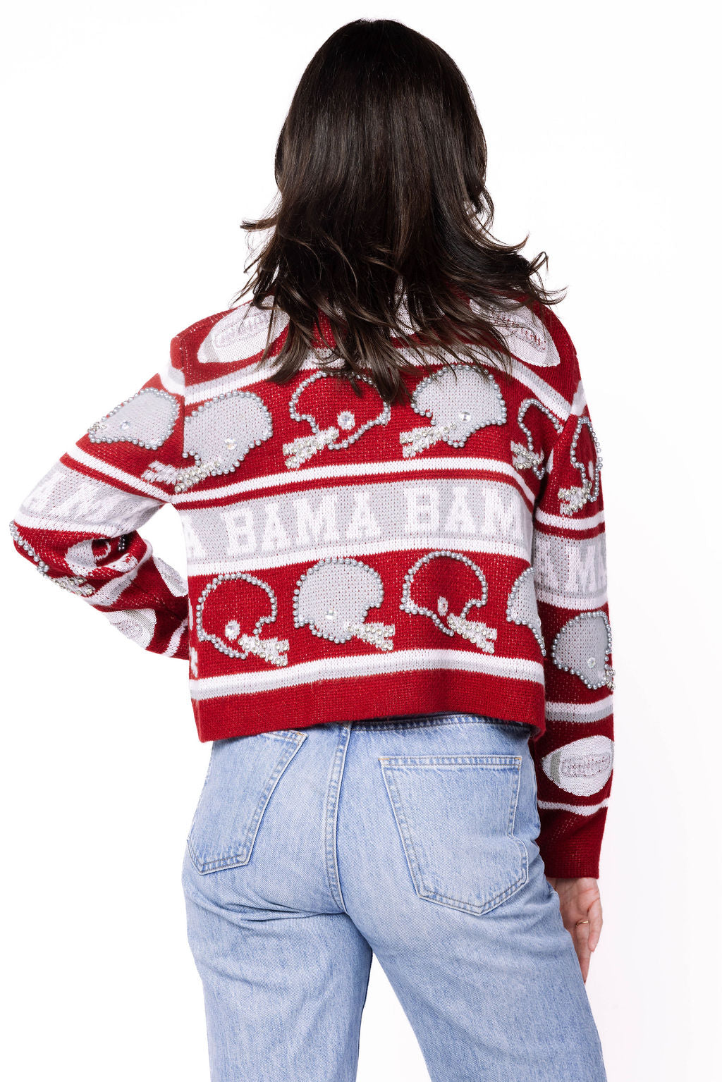 Licensed Sample - Alabama Vintage Football Helmet Stripe Turtle Neck Sweater