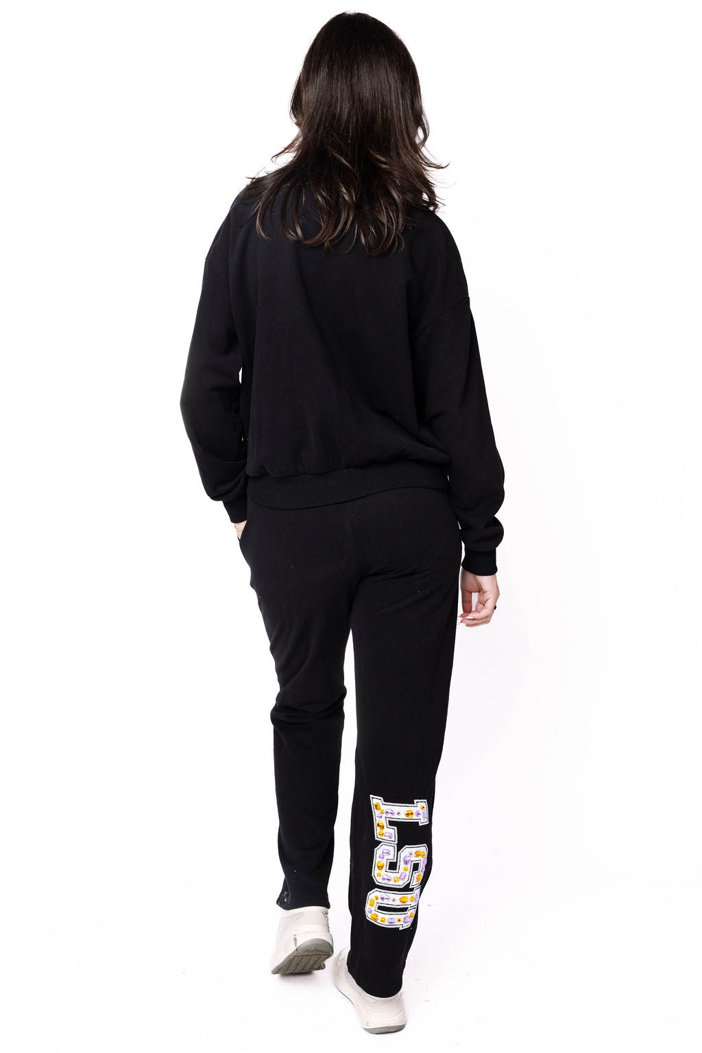 Licensed Sample - LSU Black W/ Multi Jewel Letter Sweatshirt/Pant SET