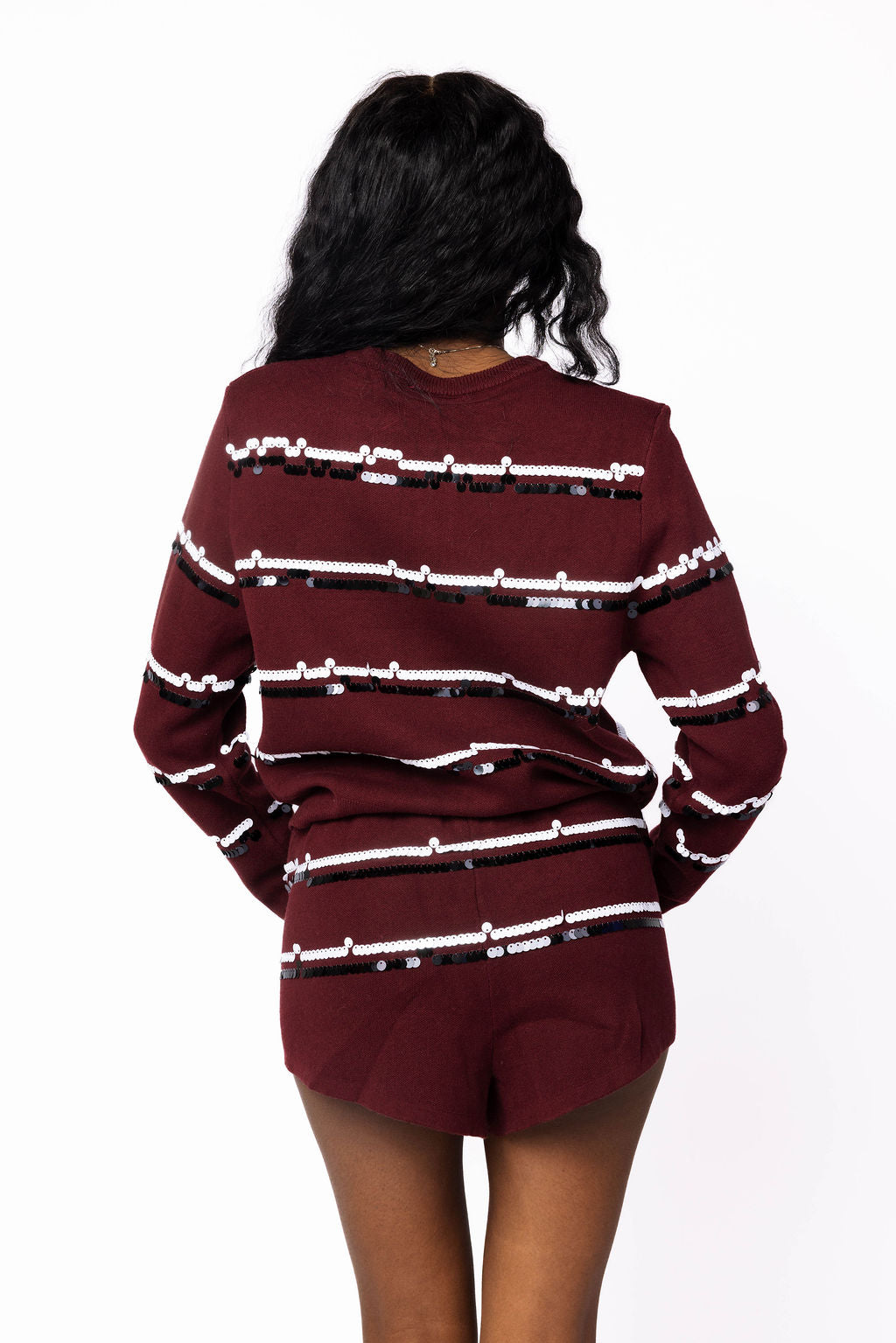 Licensed Sample - USC Full Sequin Skinny Stripe Cardigan/Short