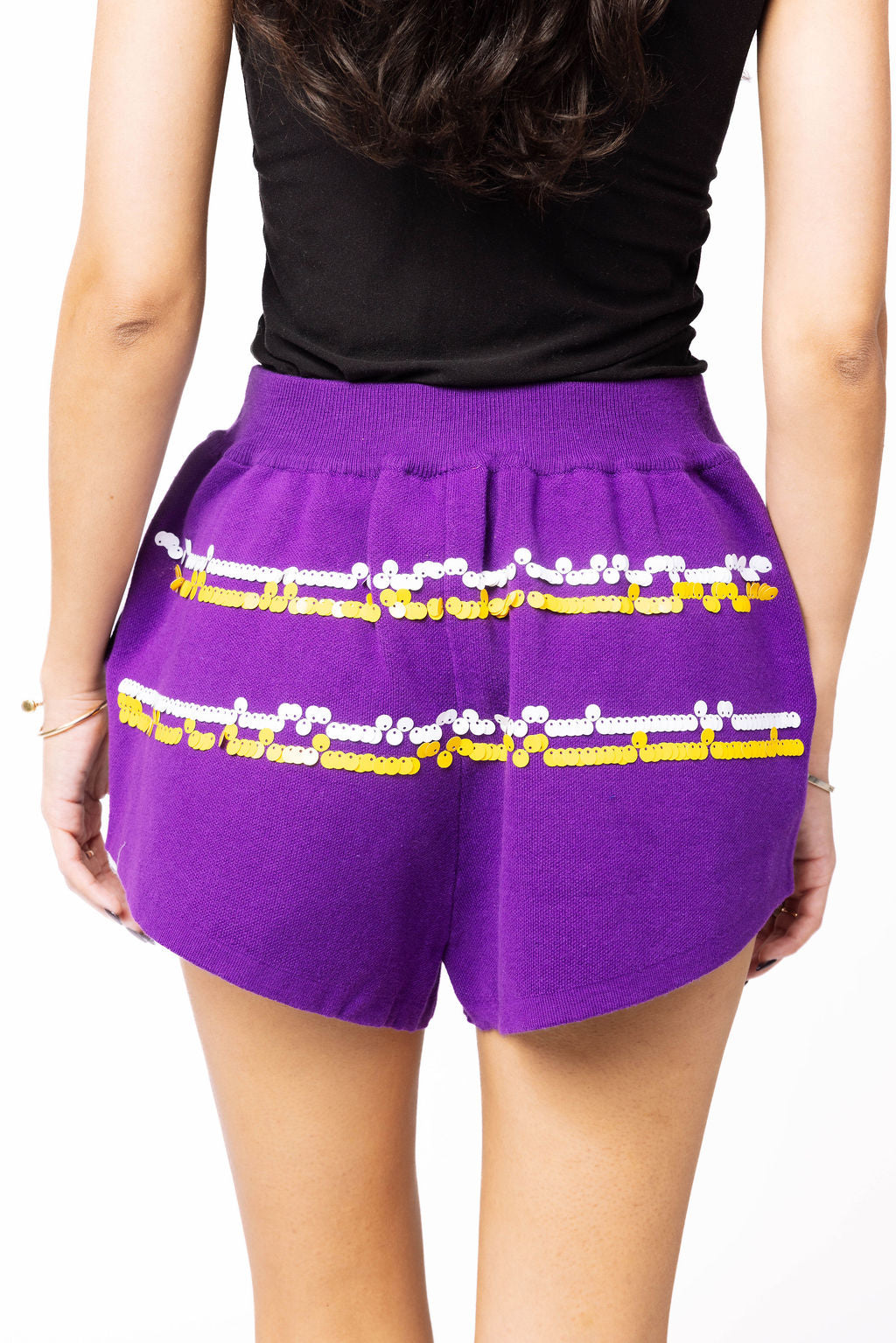 Sample - Purple, White & Yellow Skinny Stripe Shorts
