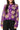 Purple Crochet Sequin Tiger Head Button Up Sweater