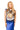 Navy Oversized Tiger Feather Trim Tank