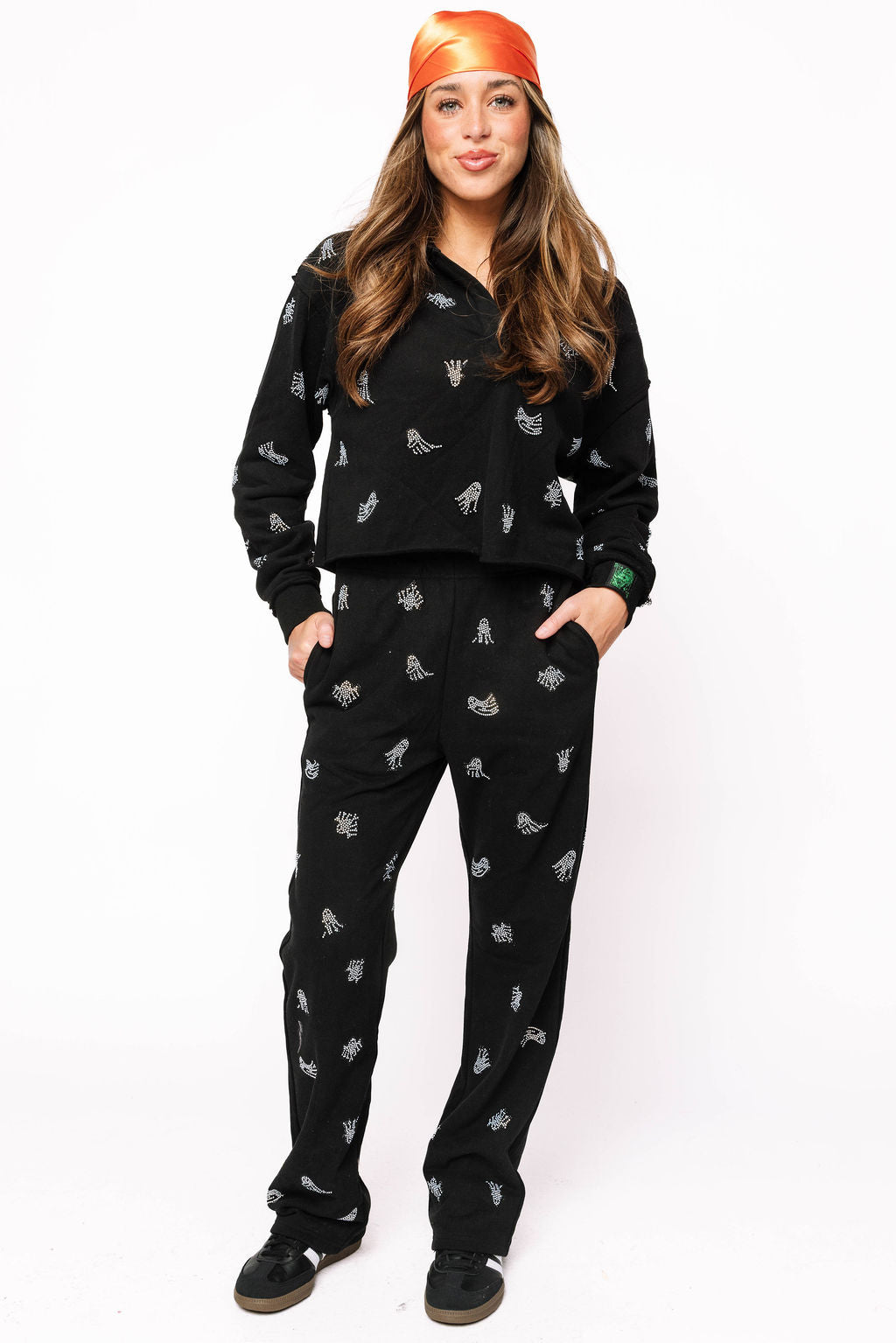 Sample Black Rhinestone Ghost Sweatshirt & Jogger Set