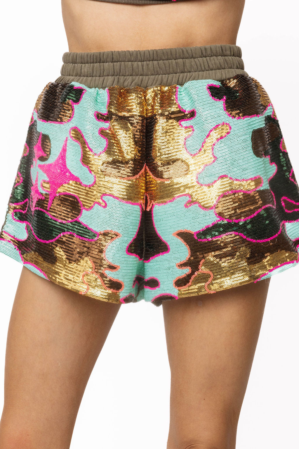 Multi Sequin Camo Short