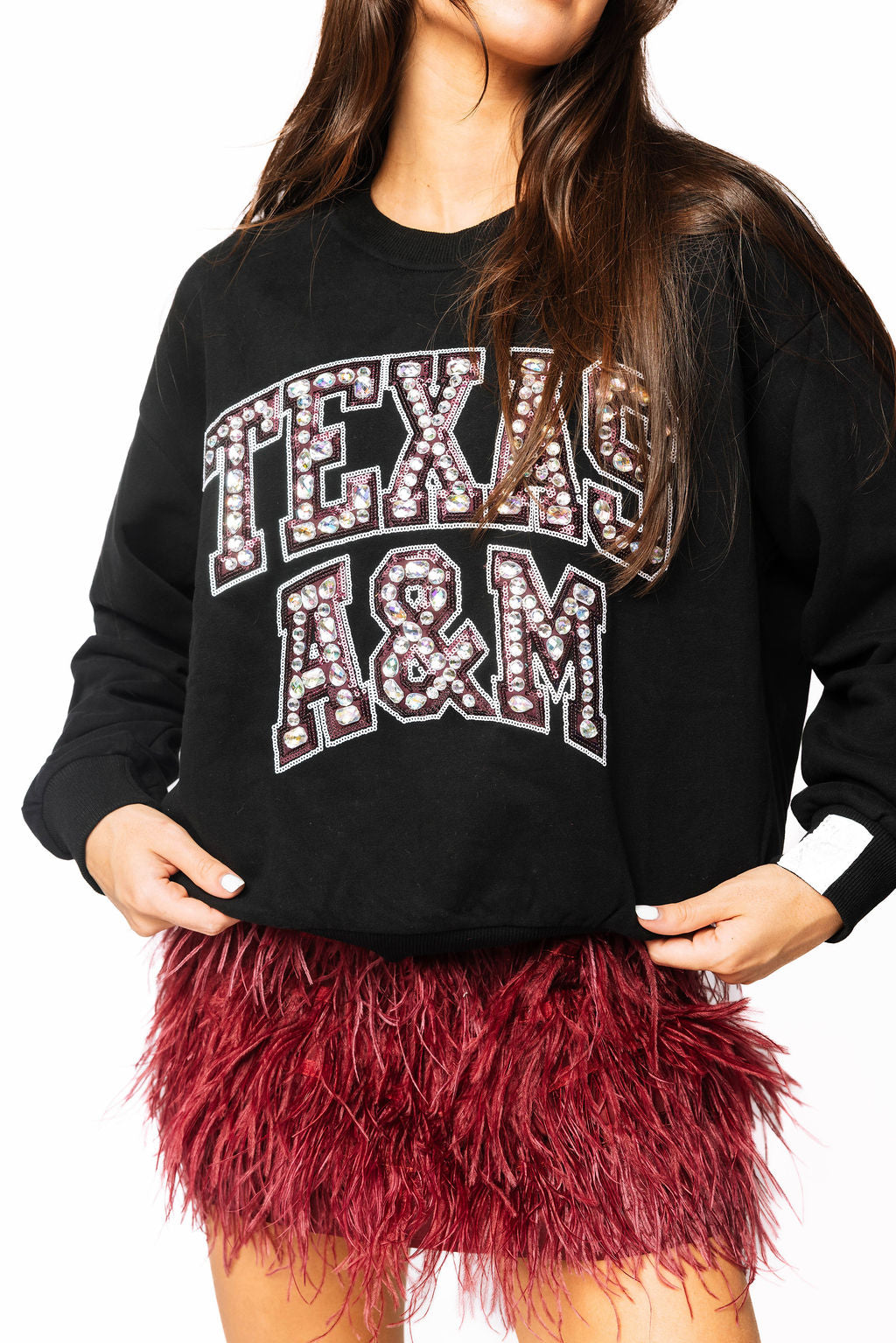 Licensed Texas A&M Black with Multi Jewel Letter Sweatshirt