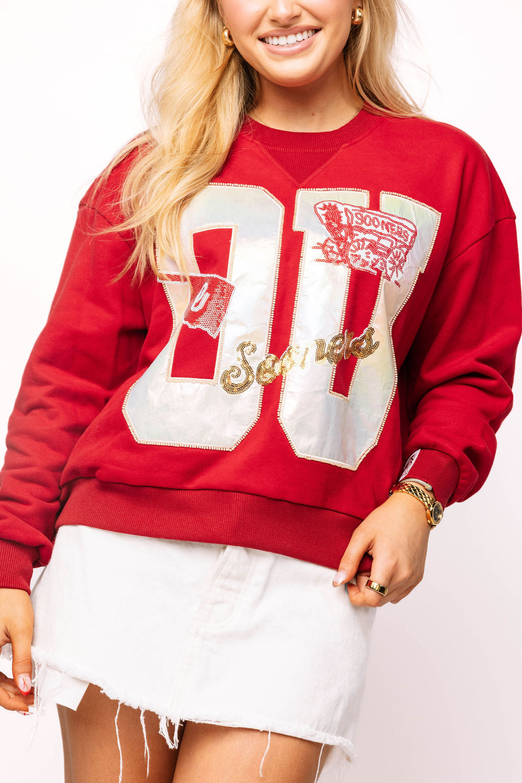 Licensed Oklahoma Metallic Word With Icons Sweatshirt