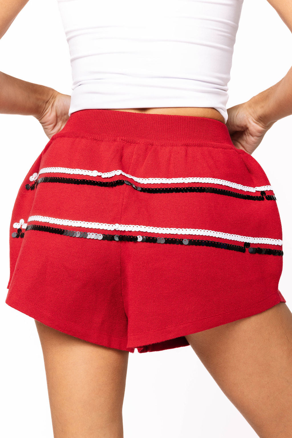 Sample - Garnet, White & Black Skinny Stripe Shorts