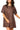 Brown Multi Rhinestone Cotton Short Sleeve Dress