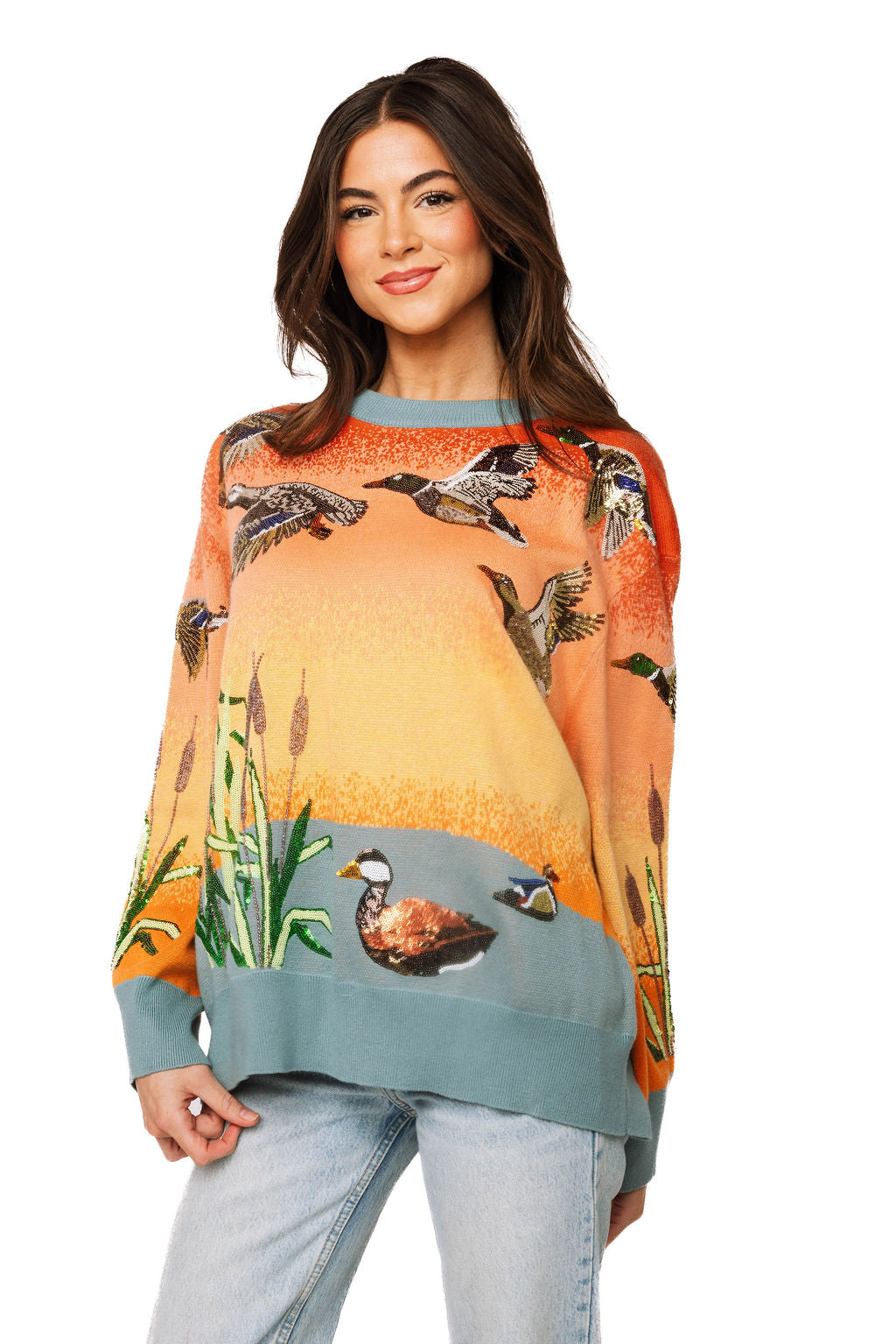 Ducks Flying Sunrise Sweater