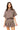 Sample Brown Striped Scattered Rhinestone Flower Button Up Top & Skort Set