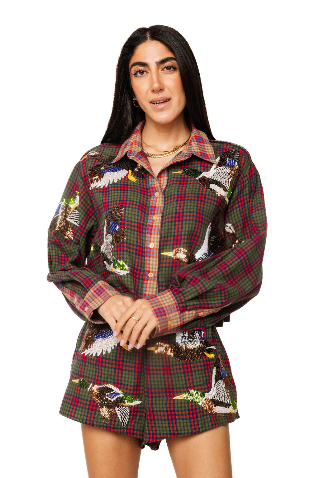 Multi Colorblock Plaid Duck Stripe Top
