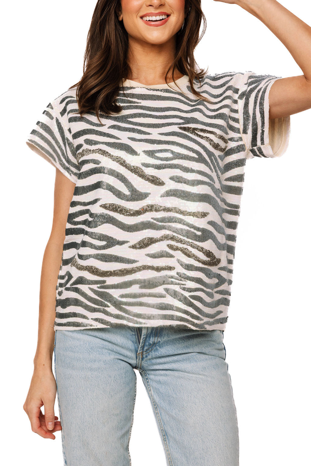 Sequin Zebra Tee