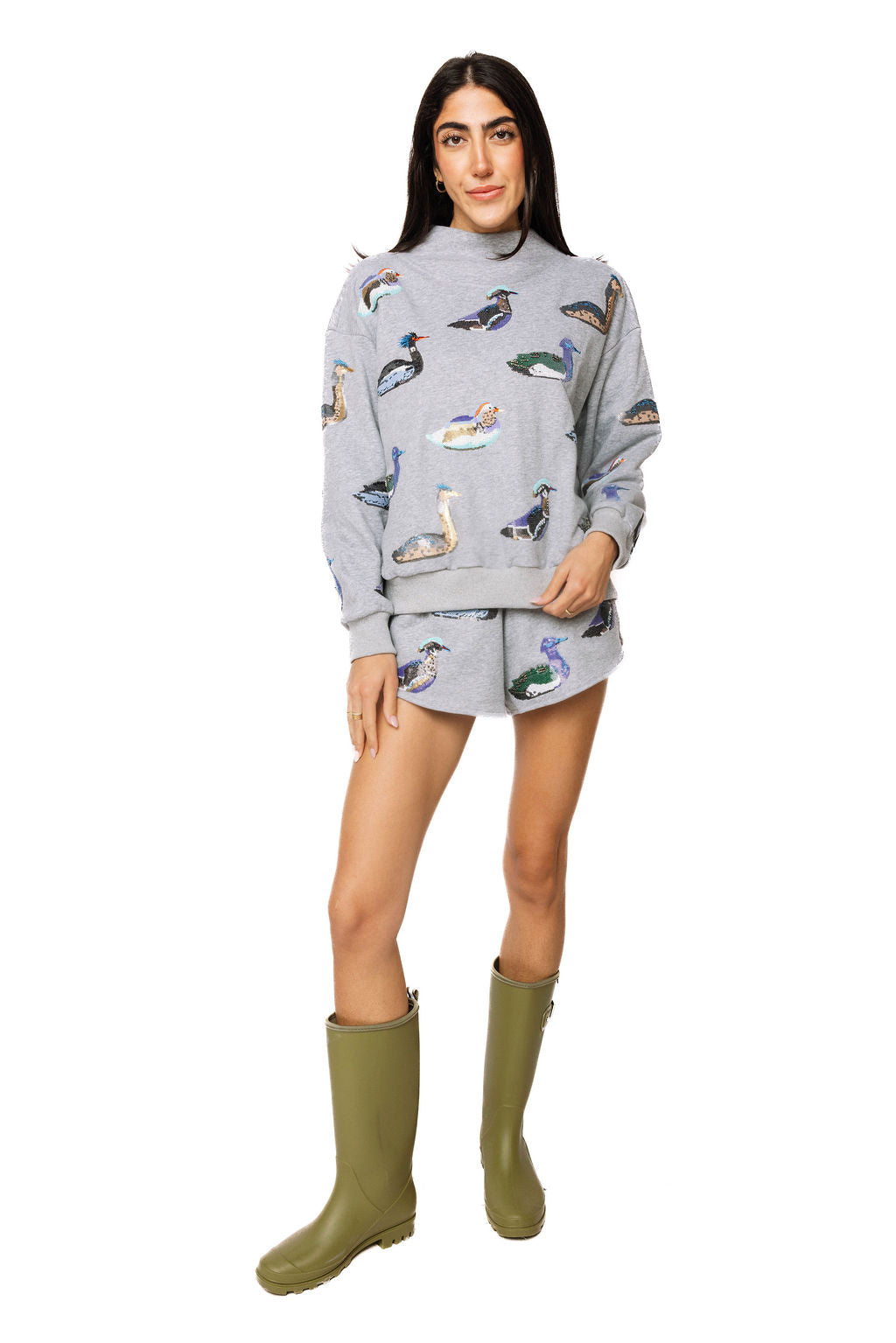 Dark Grey Multi Duck Short