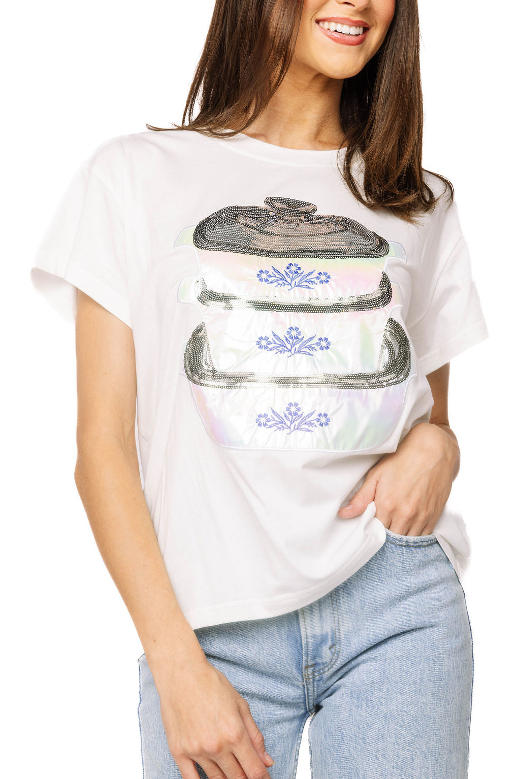 White Vintage Corningware Tee