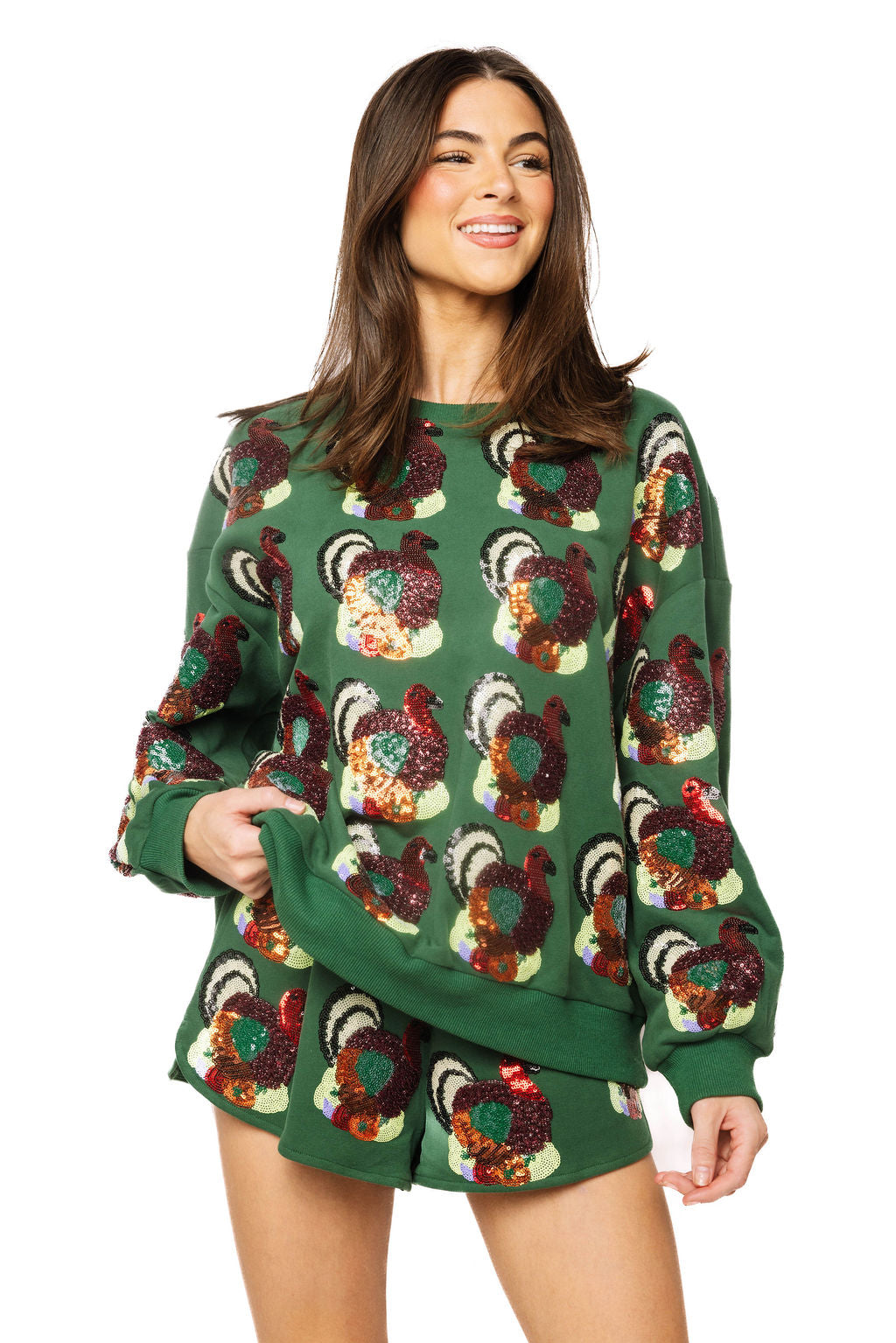 Dark Green Multi Turkey Sweatshirt