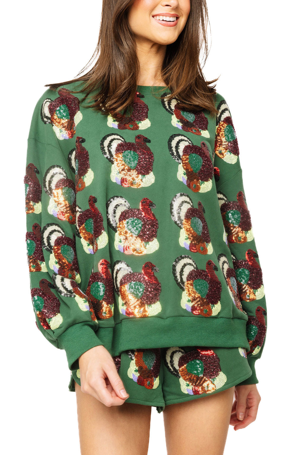 Dark Green Multi Turkey Sweatshirt