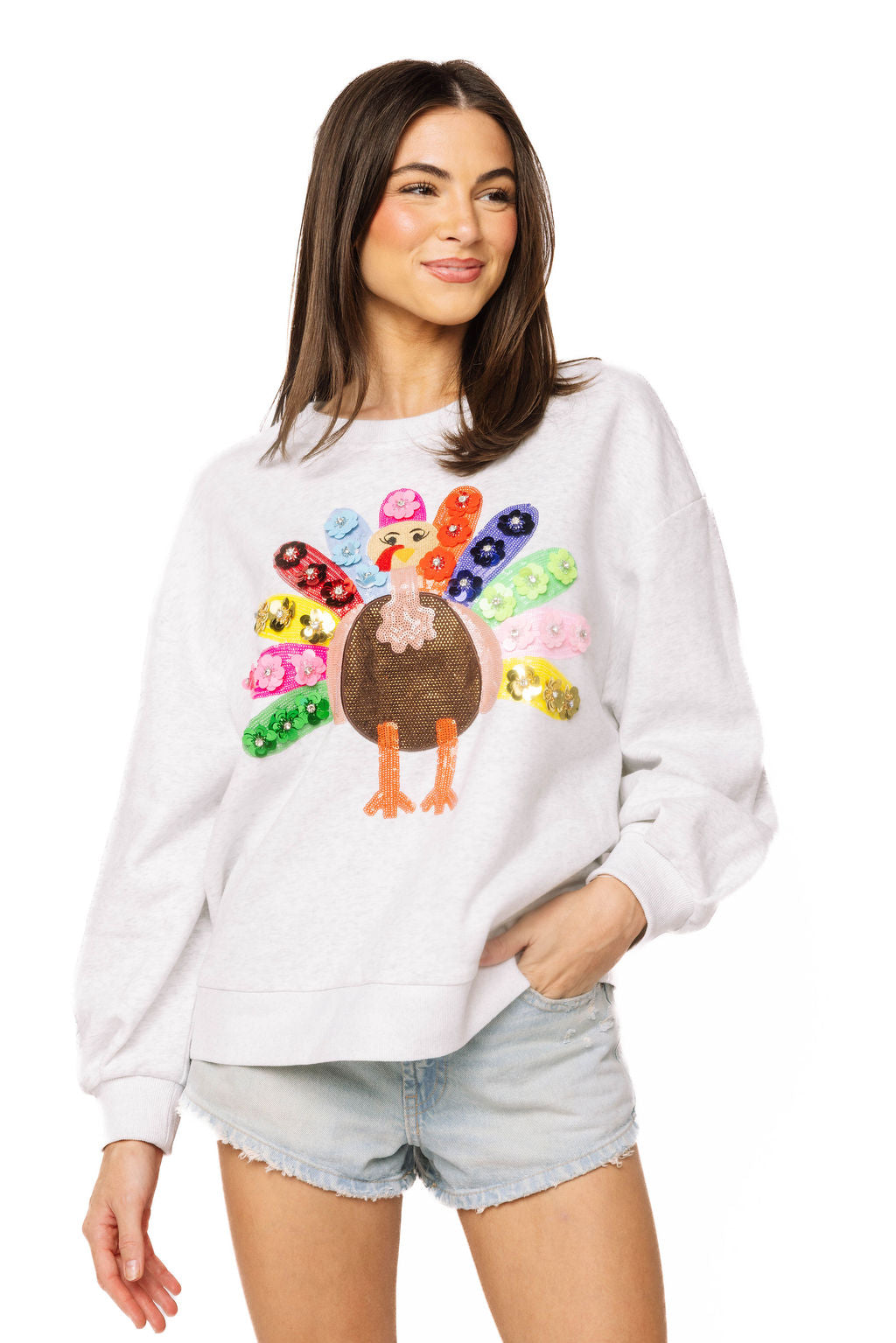 Grey Rainbow Flower Turkey Sweatshirt